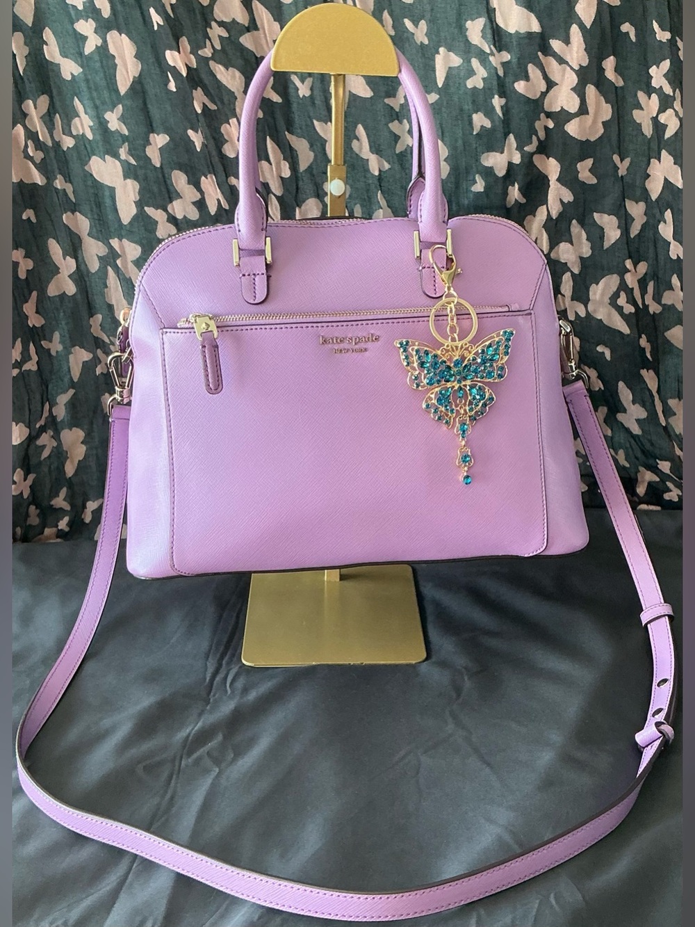 kate spade Louise Dome Satchel in Lilac Saffiano Leather